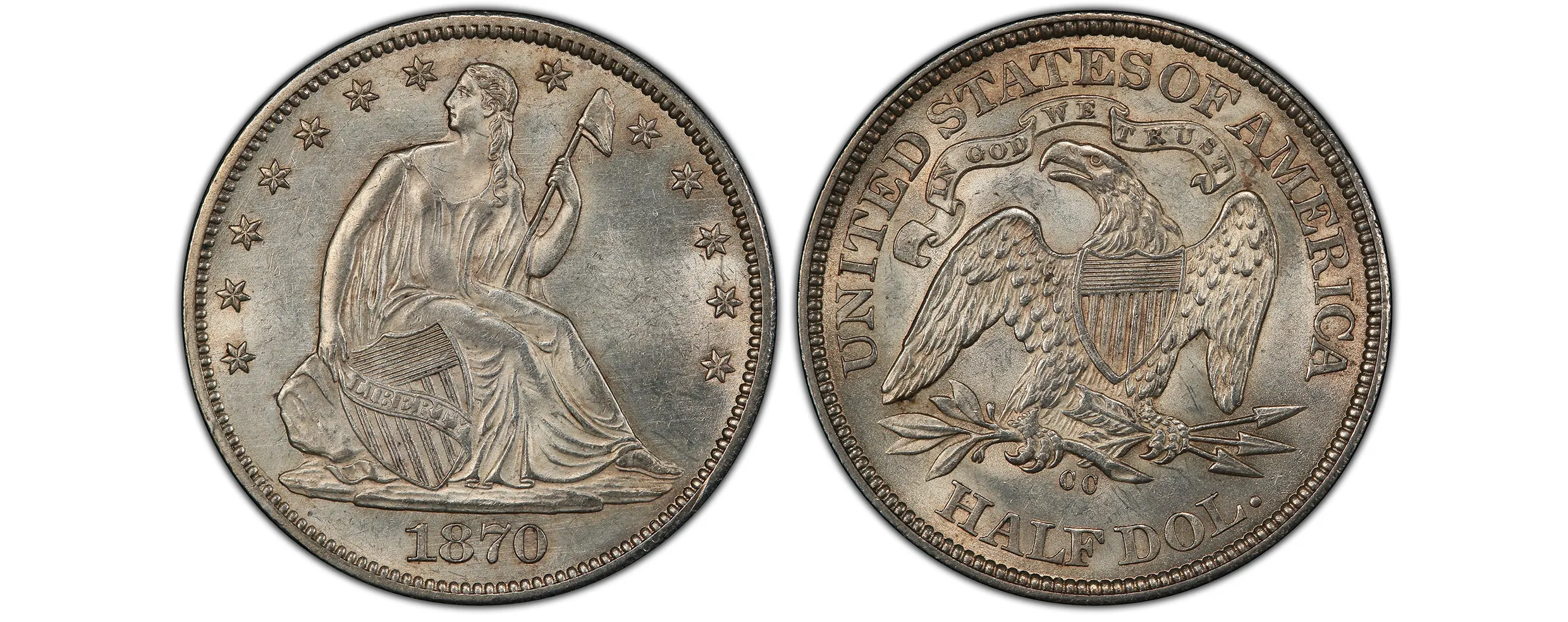 1870 CC Liberty Seated Half Dollar